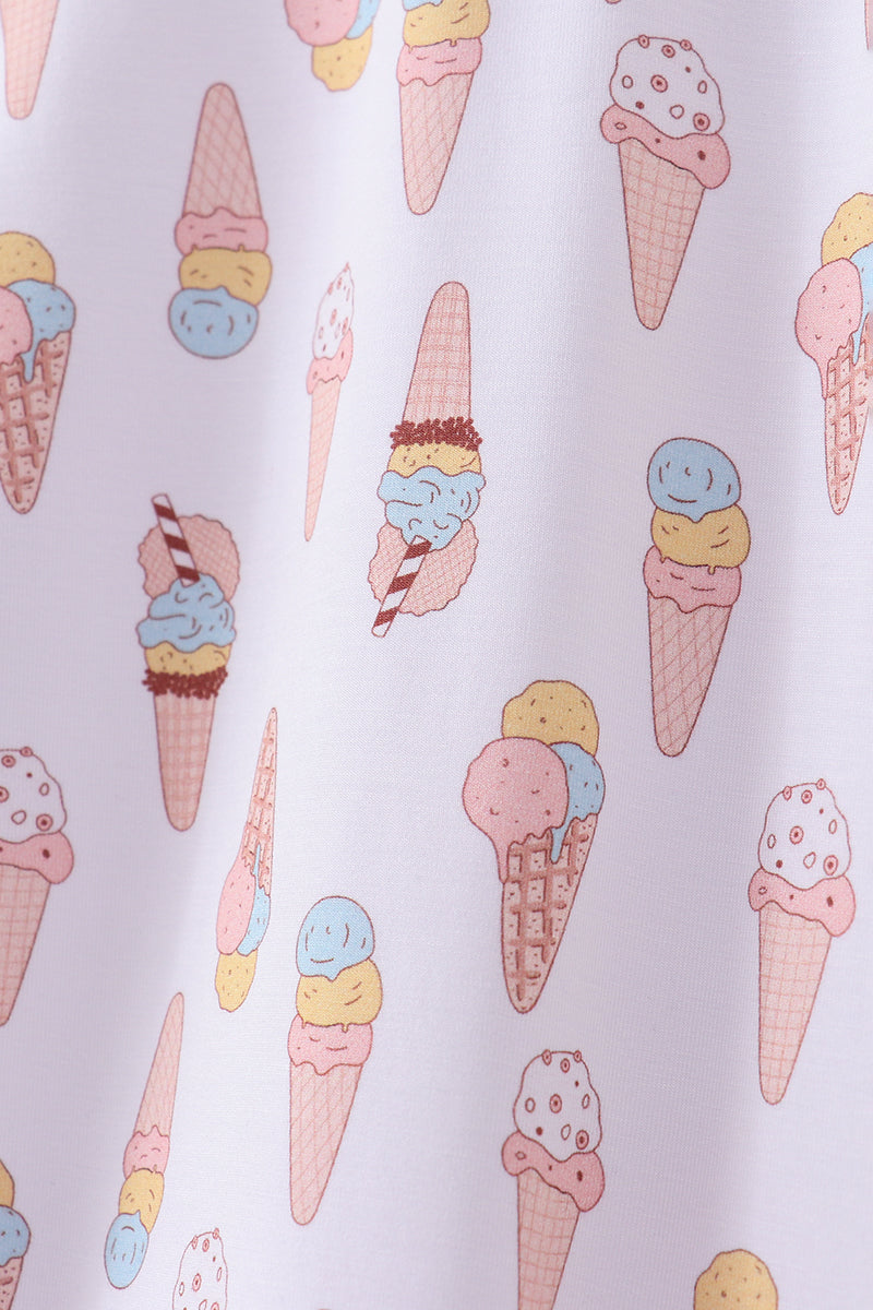 Blue Ice Cream Print Bamboo Pajama Set