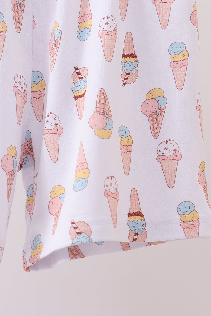 Blue Ice Cream Print Bamboo Pajama Set