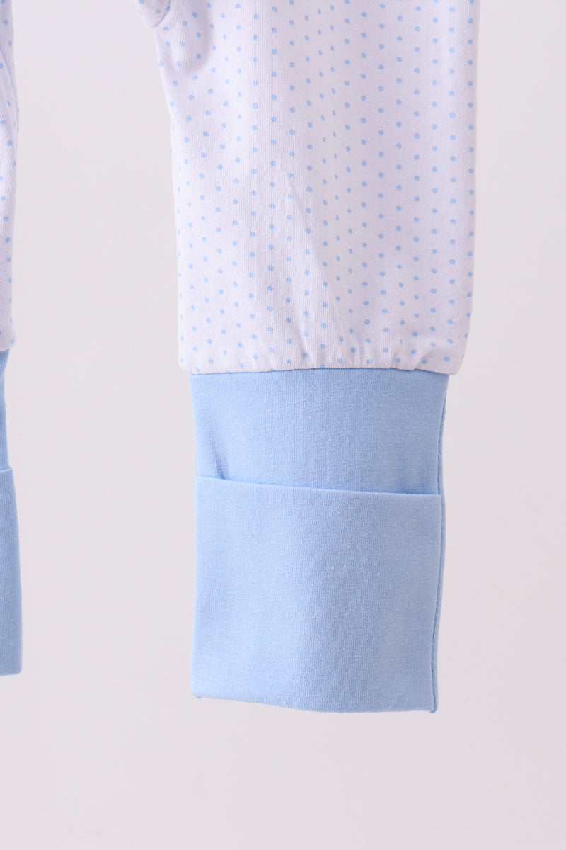 Blue Dot Horse Embroidery Romper