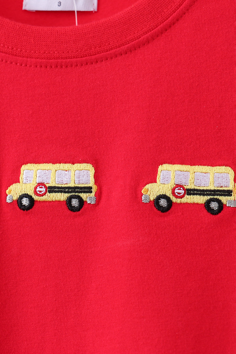 Red School Bus Applique Set