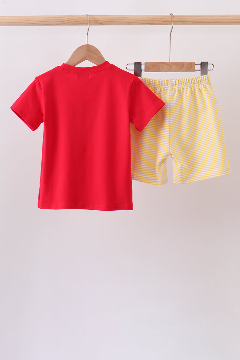 Red School Bus Applique Set