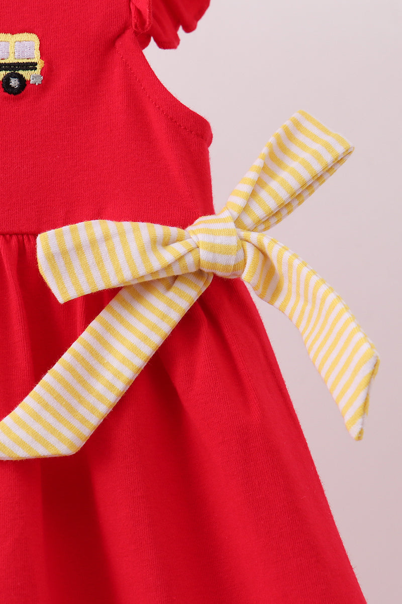 Red School Bus Bow Dress