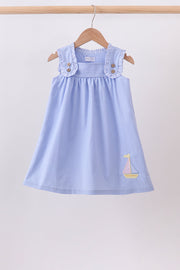 Blue Sailboat Embroidered Dress