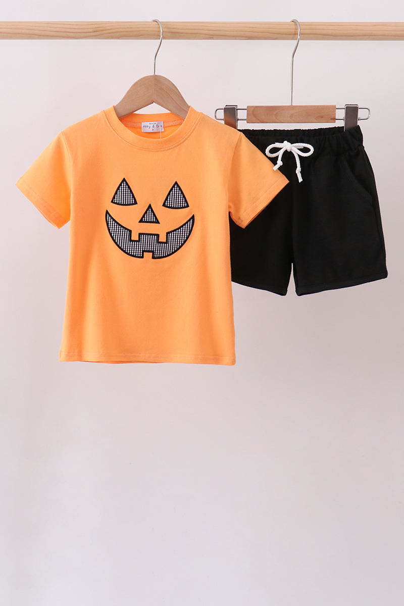 Orange Jack-o-lantern Shorts Set