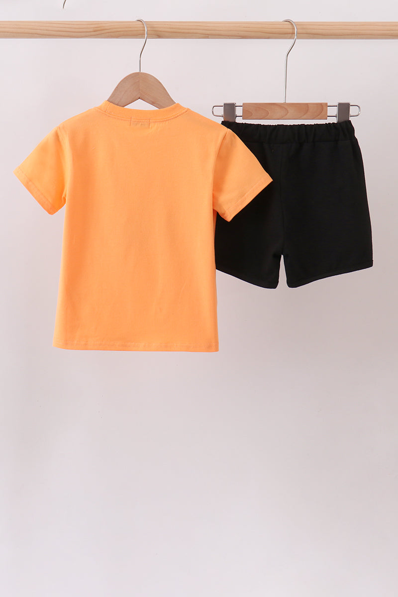 Orange Jack-o-lantern Shorts Set