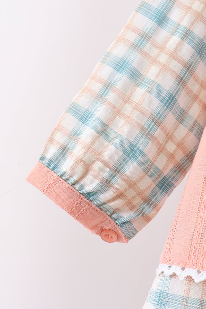 Pumpkin Jacquard Embroidery Plaid Bloomer Set