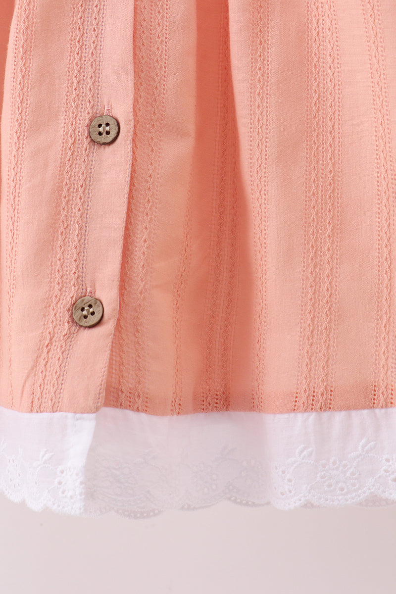 Pumpkin Jacquard Plaid Button Dress