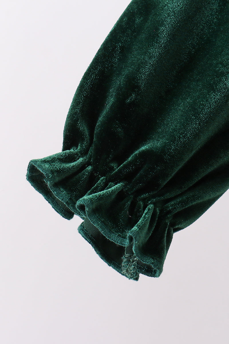 Forest Velvet Ruffle Dress