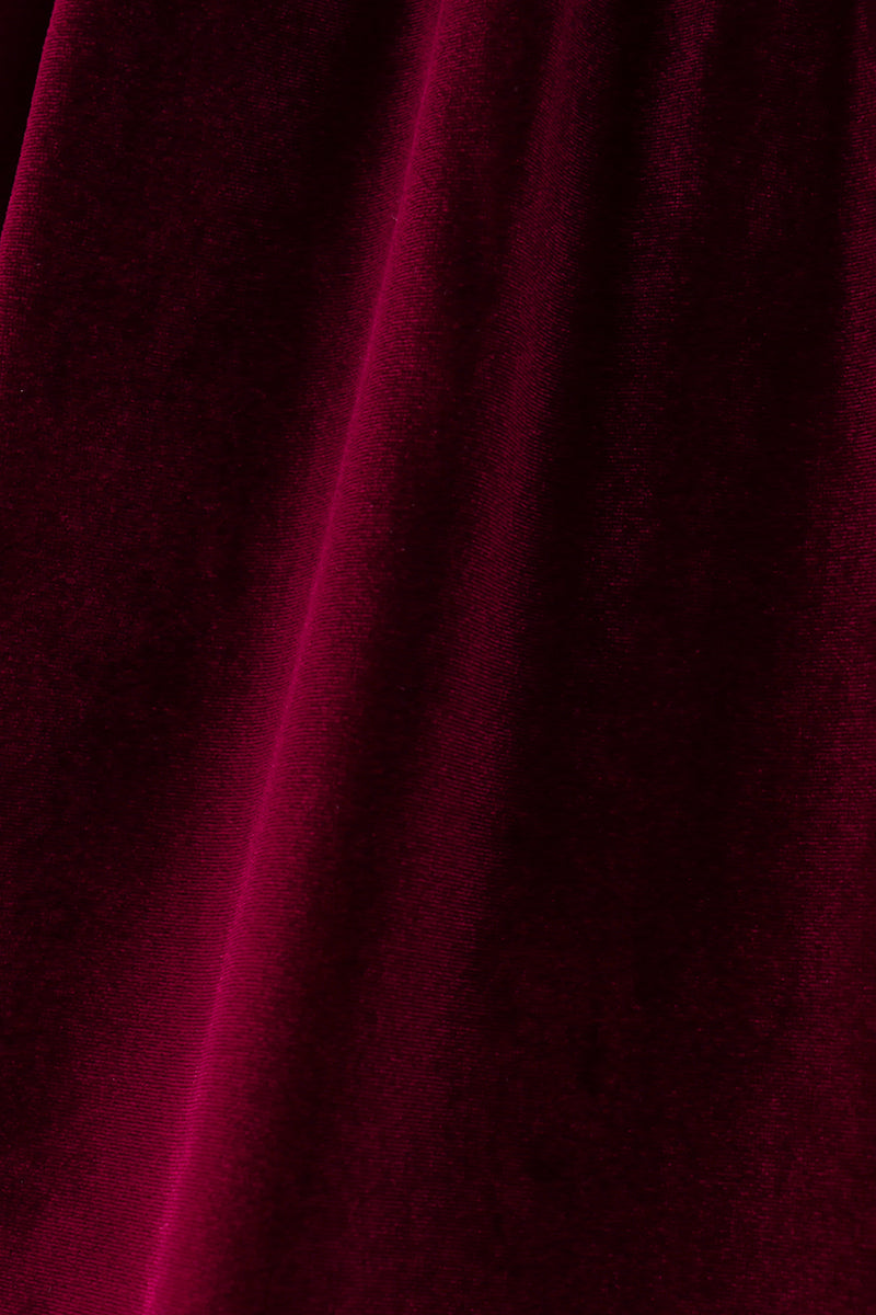 Maroon Velvet Ruffle Dress