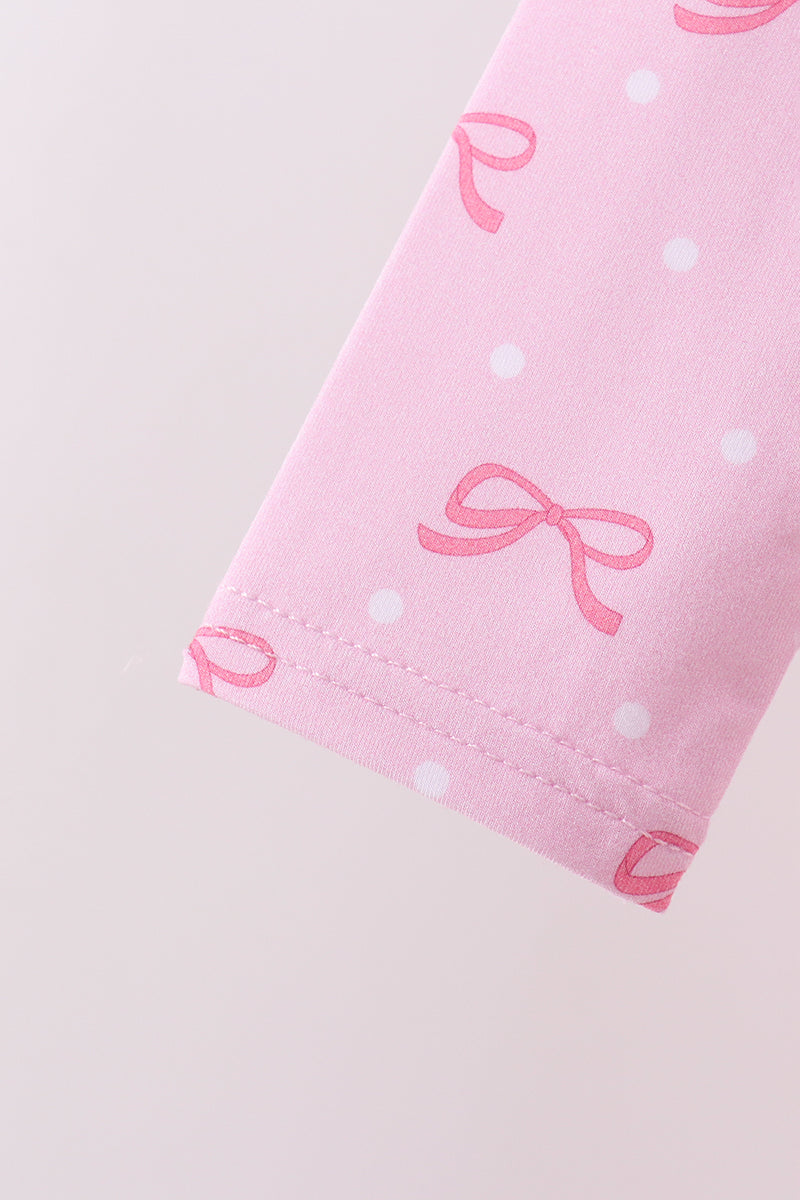 Pink Bow Print Pants Set