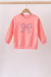 Pink Floral Bow Embroidery Top