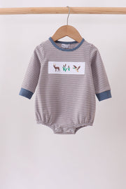 Teal Hunting Embroidery Stripe Bubble