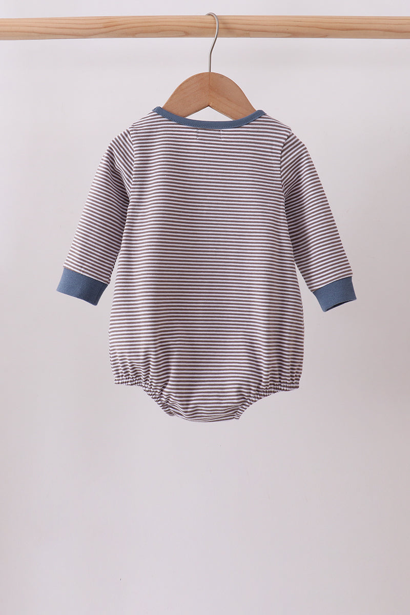 Teal Hunting Embroidery Stripe Bubble