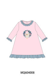 Pink Turkey Applique Ruffle Dress