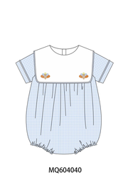 Blue Turkey Embroidery Checkered Bubble