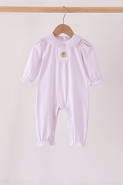 Pink Dot Turkey Embroidery Ruffle Romper