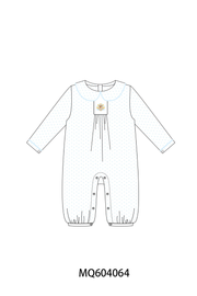 Blue Dot Turkey Embroidery Romper