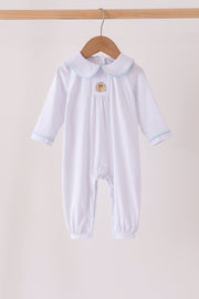 Blue Dot Turkey Embroidery Romper
