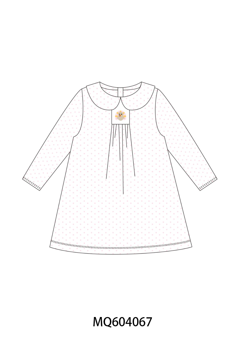 Pink Dot Turkey Embroidery Dress