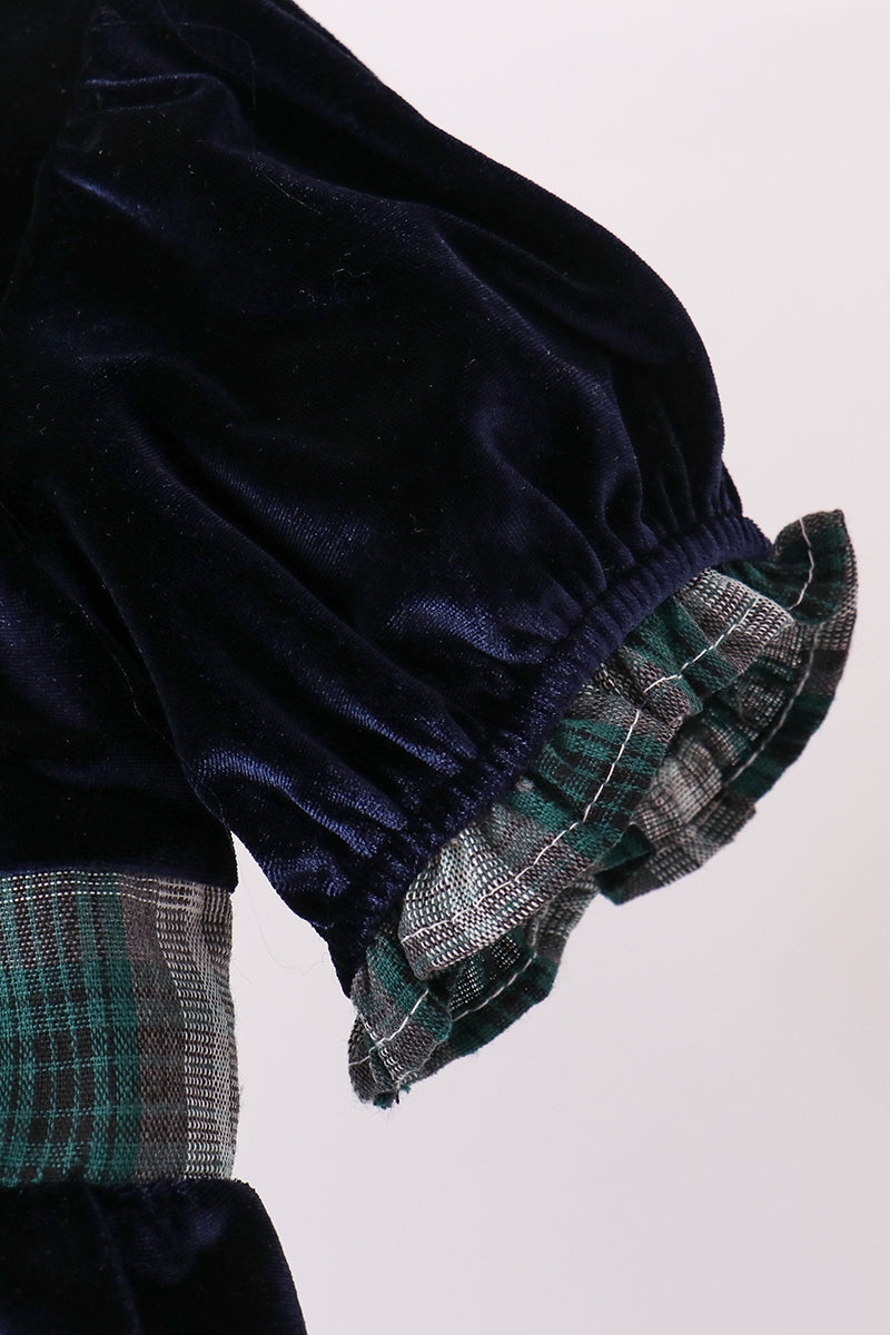 Navy Plaid Bow Dress