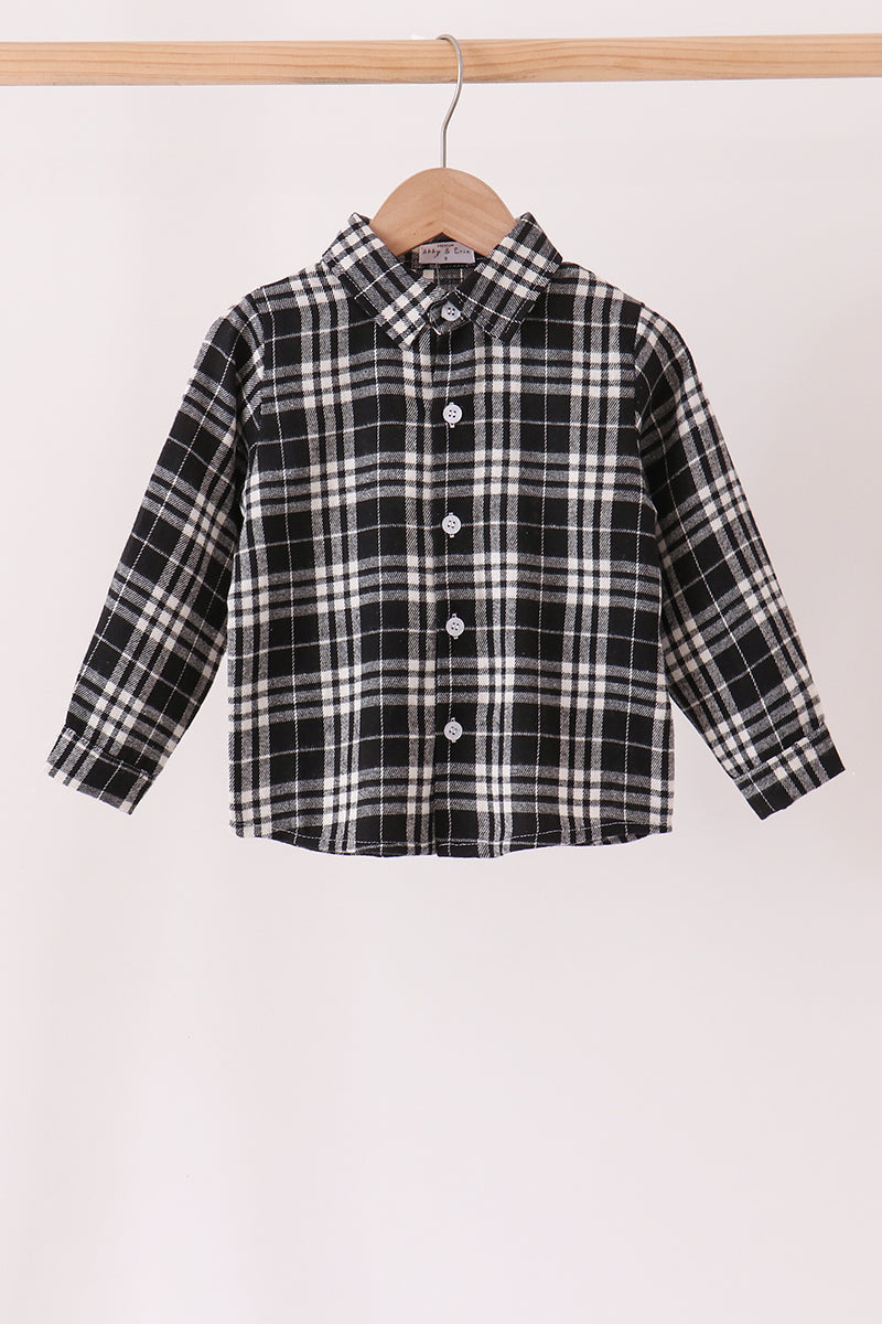 Black&white Plaid Button Down Shirt