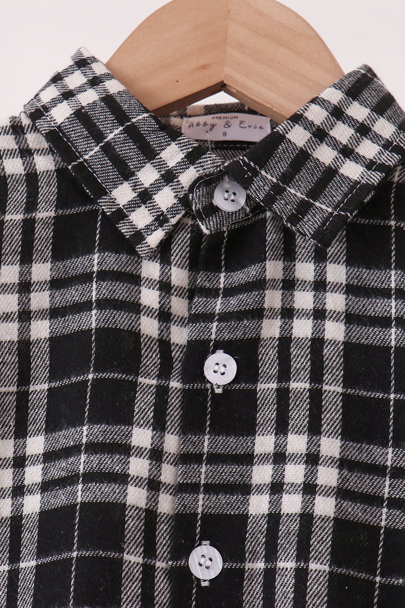 Black&white Plaid Button Down Shirt