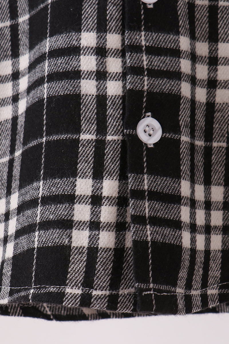 Black&white Plaid Button Down Shirt