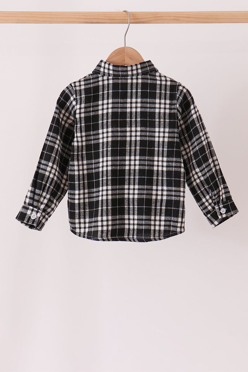 Black&white Plaid Button Down Shirt