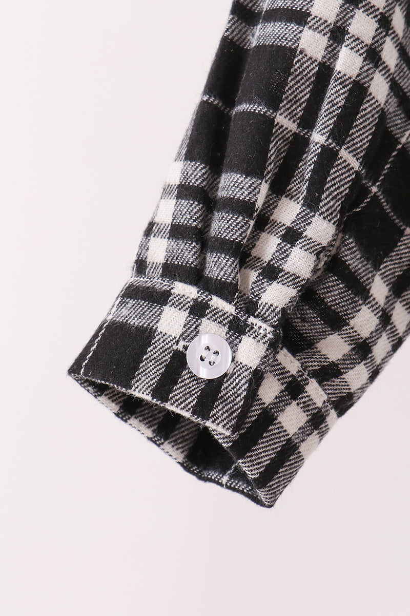 Black&white Plaid Button Down Shirt