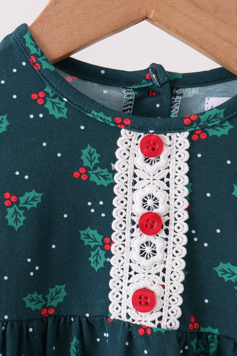Forest Holly Lace Ruffle Bubble