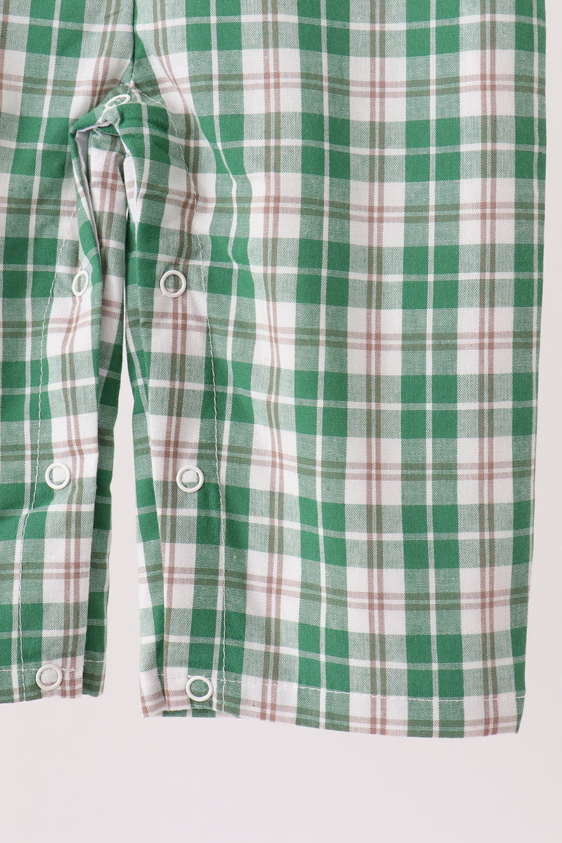 Green Christmas Tree Truck Embroidery Plaid Jonjon