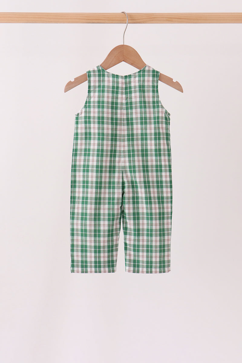 Green Christmas Tree Truck Embroidery Plaid Jonjon