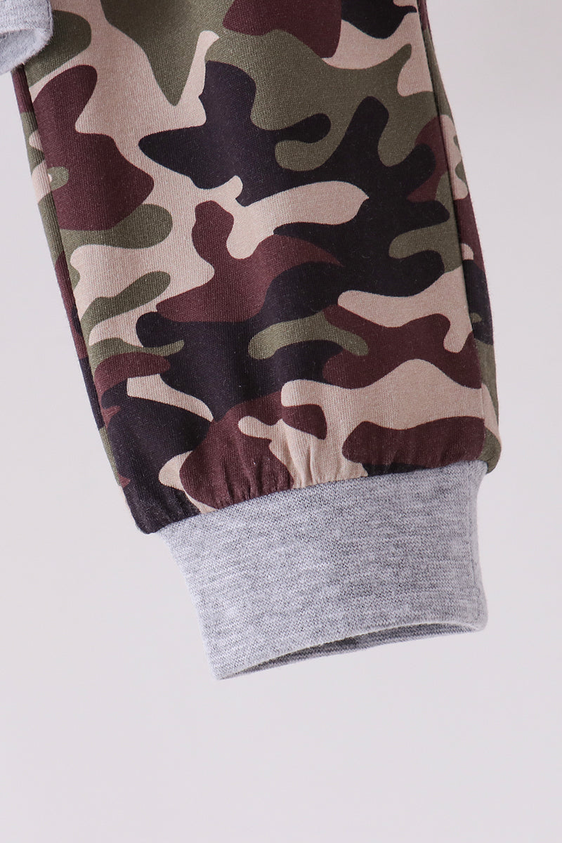 Camouflage Deer Embroidery Pants Set