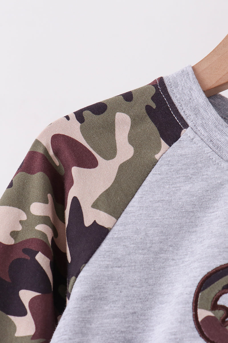 Camouflage Deer Embroidery Pants Set