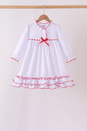 White Bow Ruffle Dress