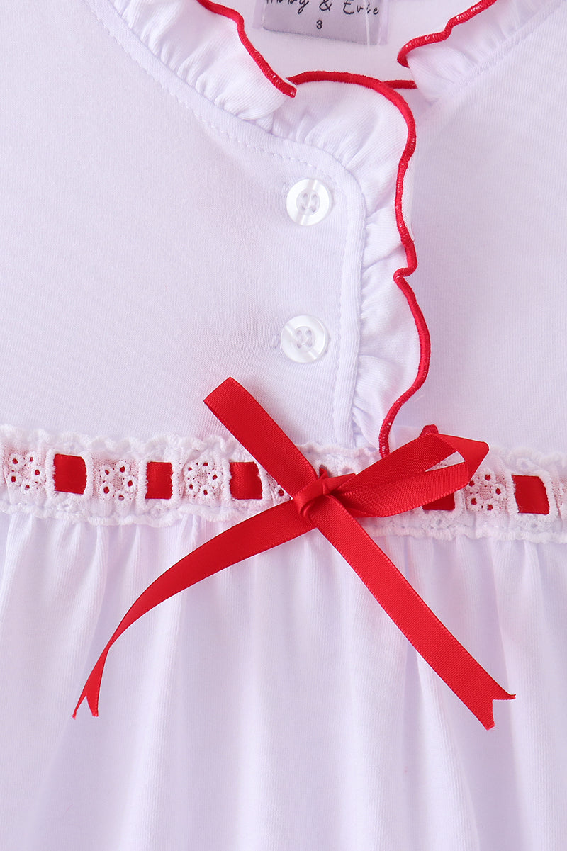 White Bow Ruffle Dress