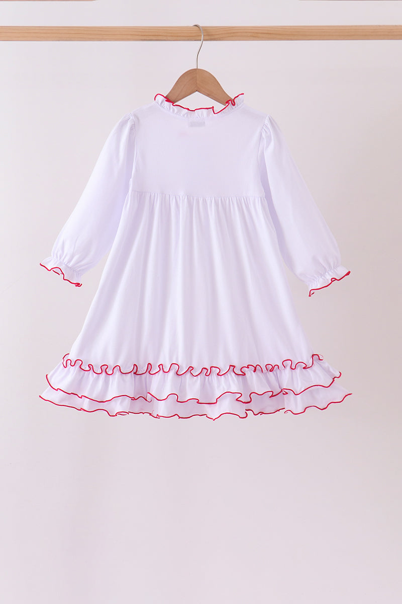 White Bow Ruffle Dress