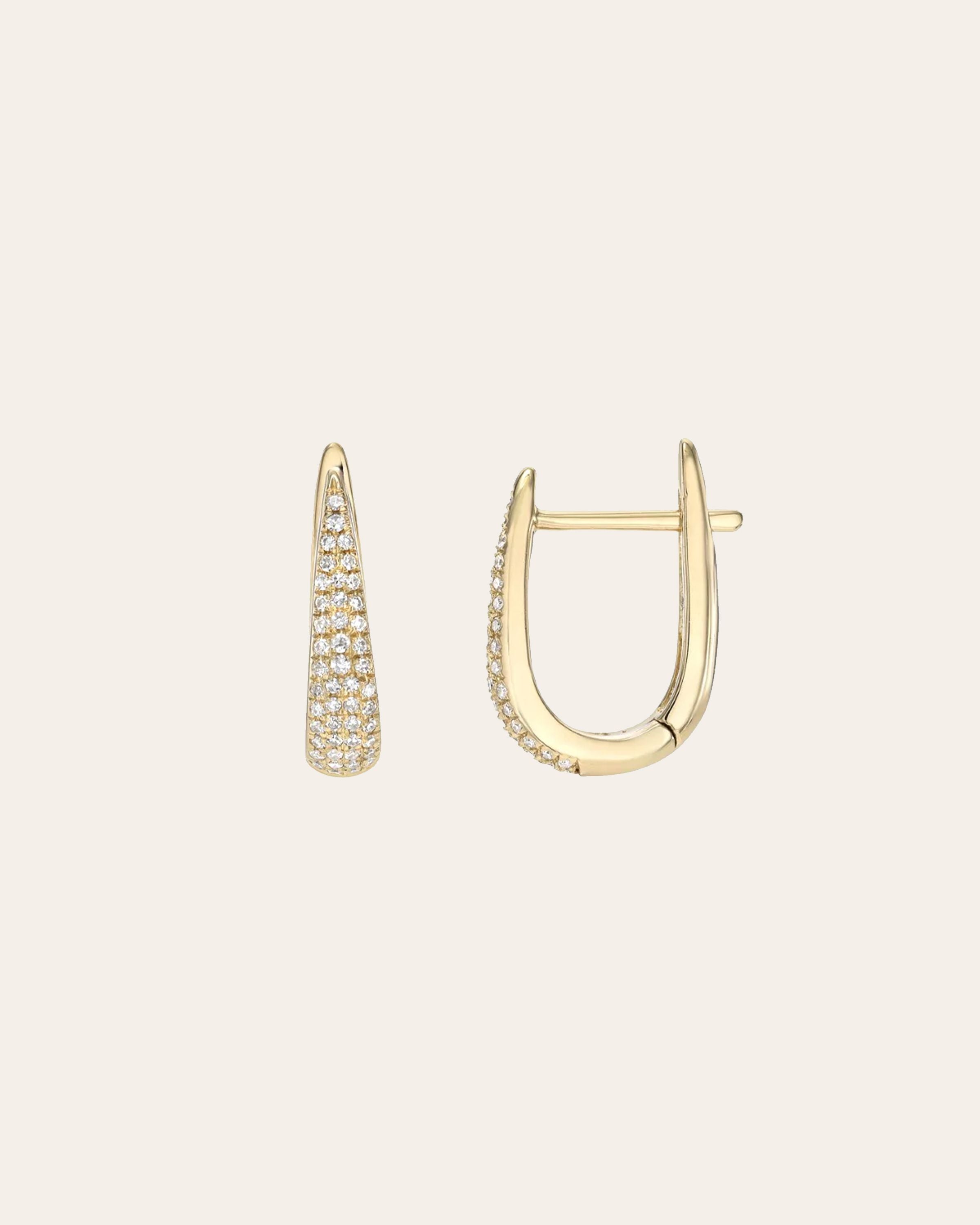 Diamond Pave Dome Claw Huggie Earrings