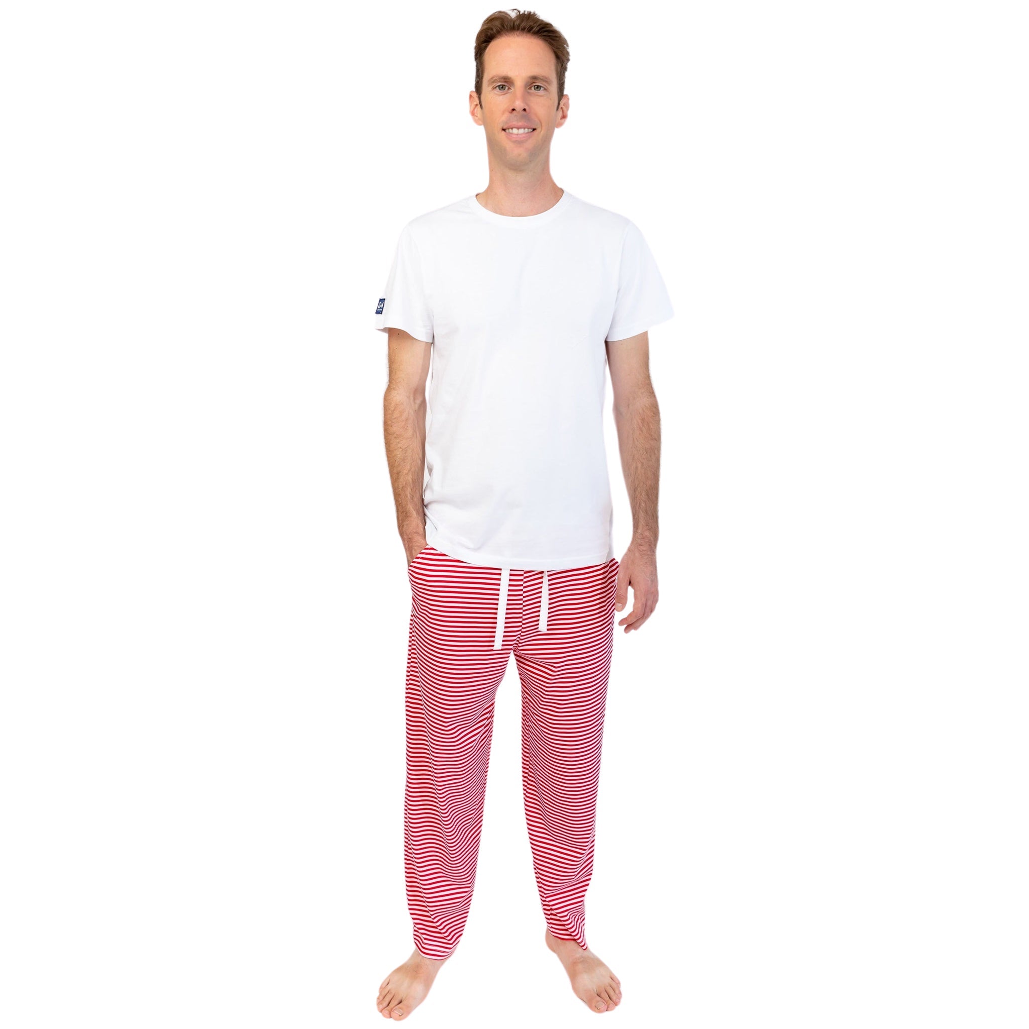 Men's Red Stripe Jersey Pj Pants