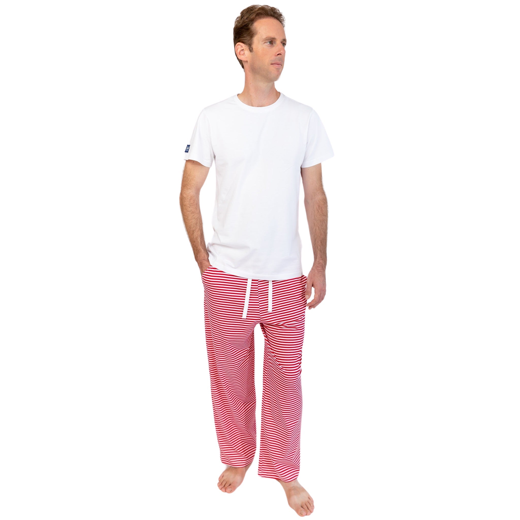 Men's Red Stripe Jersey Pj Pants