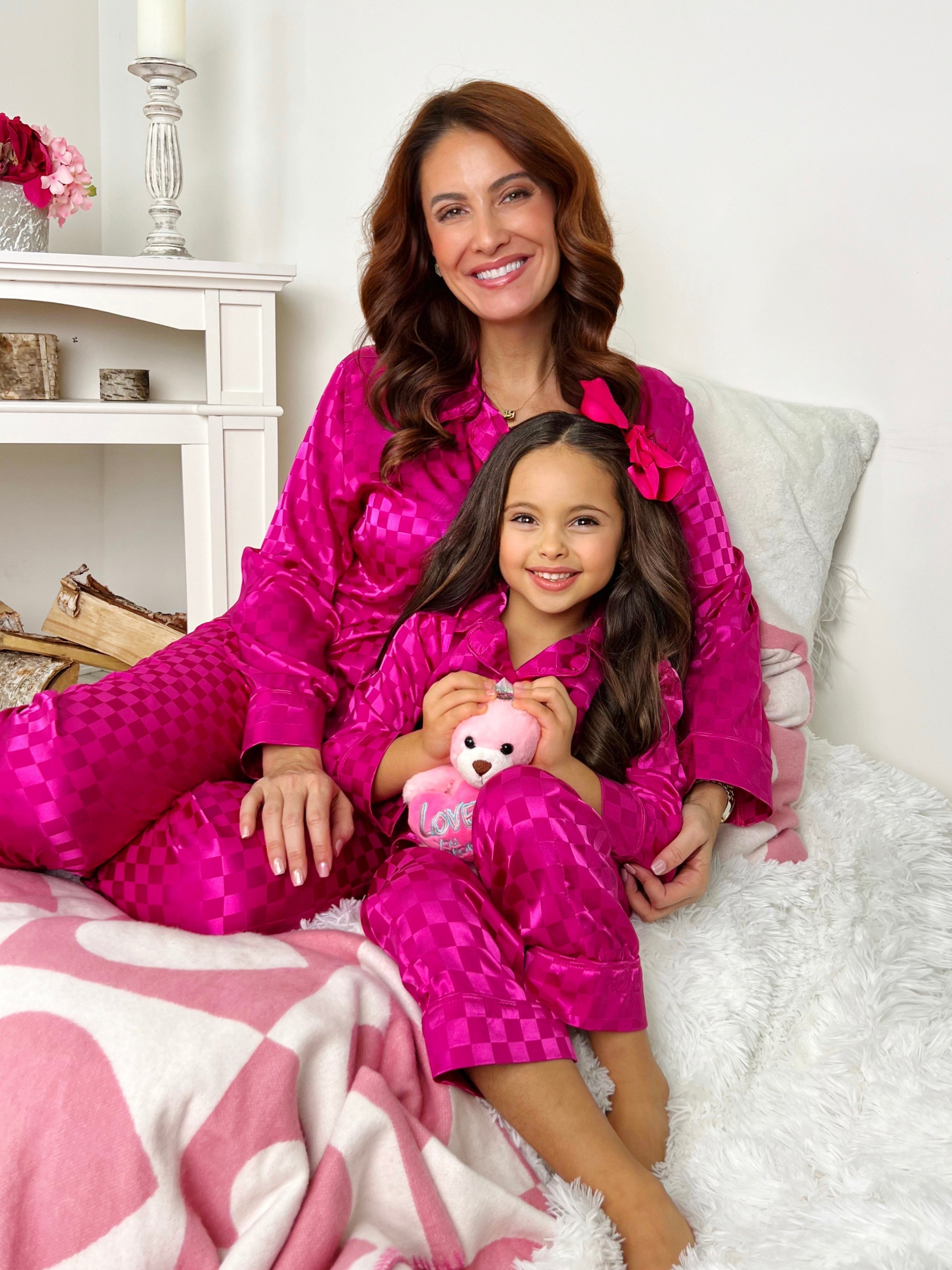 Mommy And Me Loved By You Fuchsia Pajamas