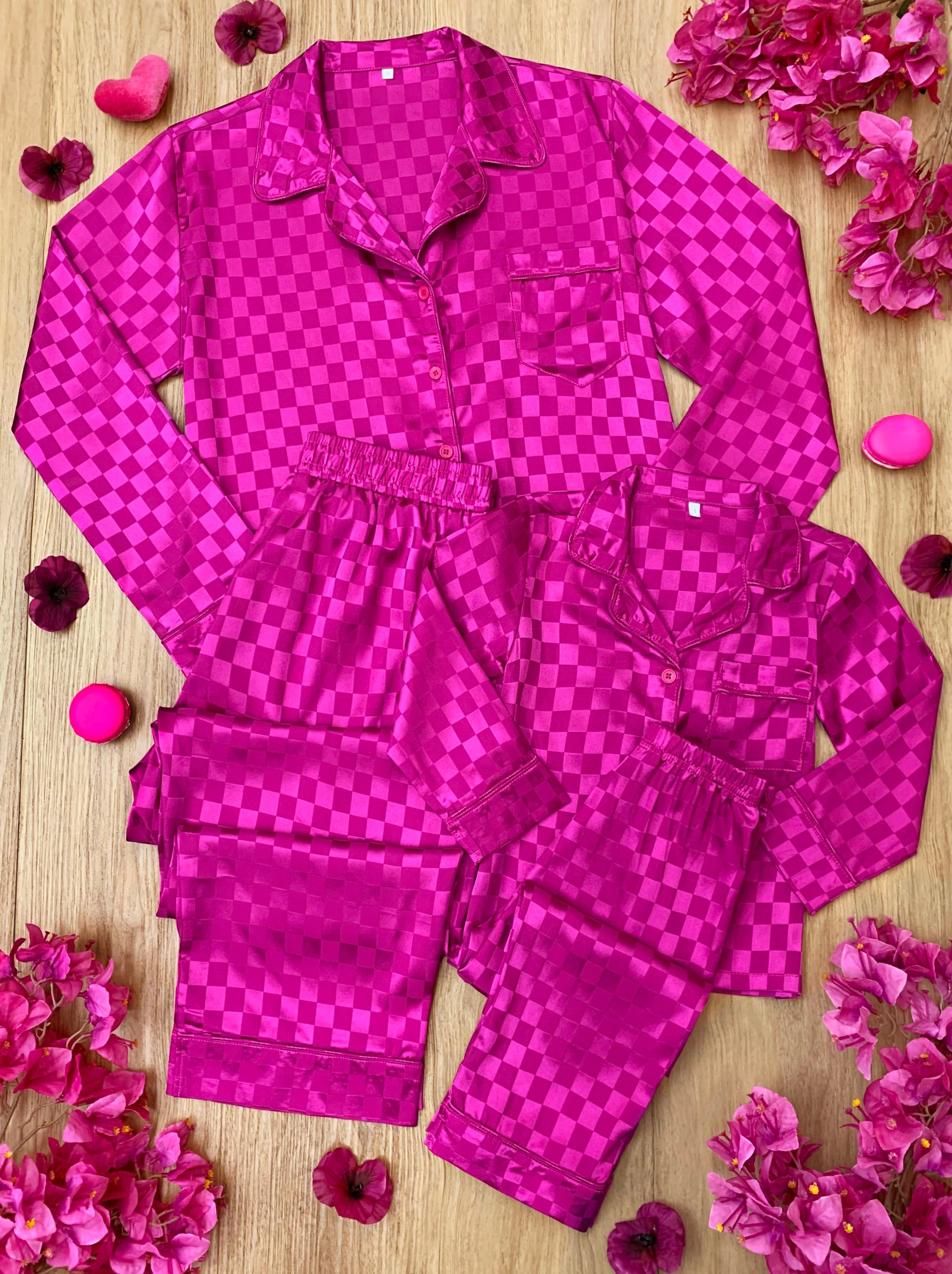 Mommy And Me Loved By You Fuchsia Pajamas