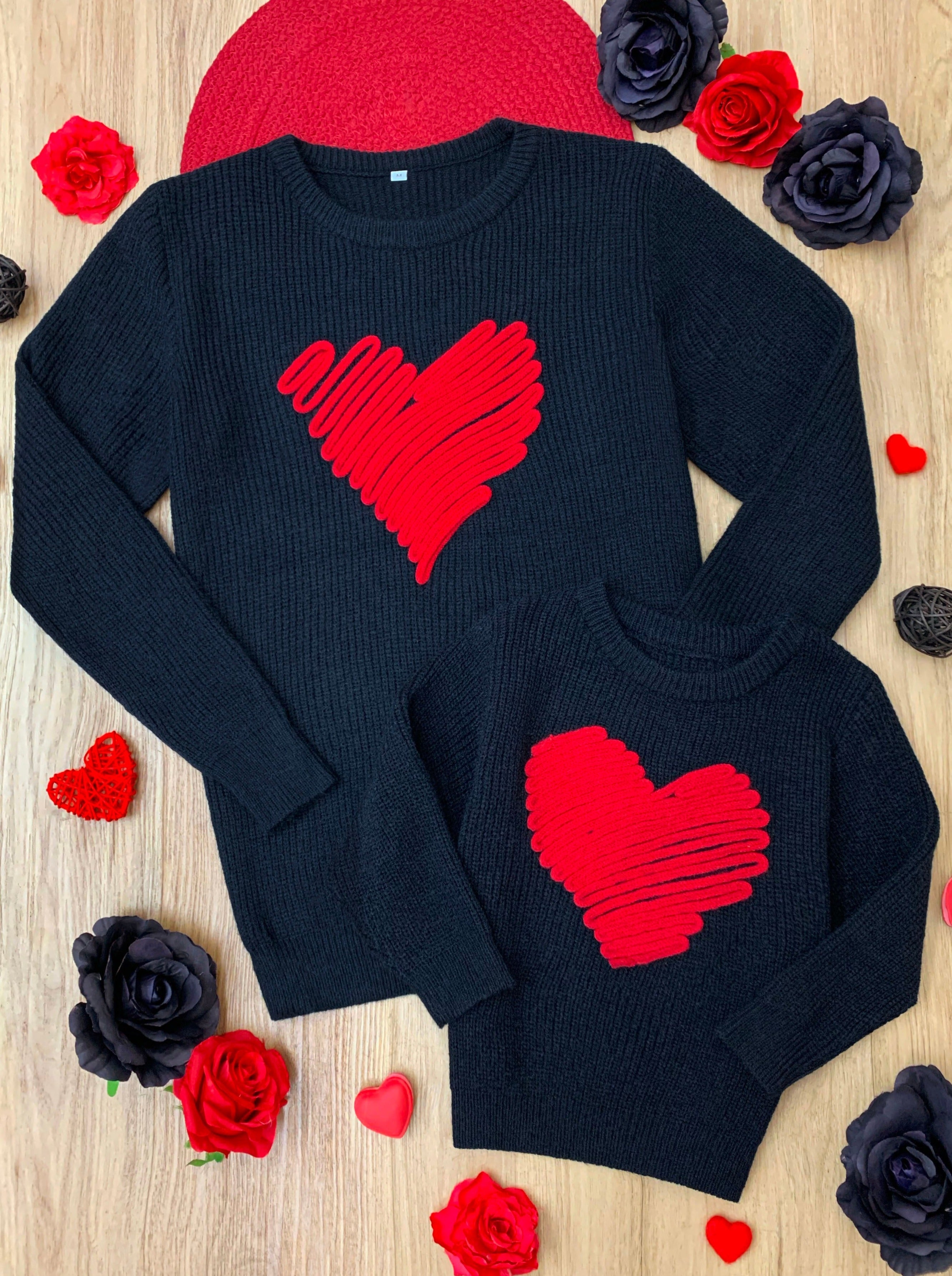 Mommy And Me Love Note Red Heart Sweater