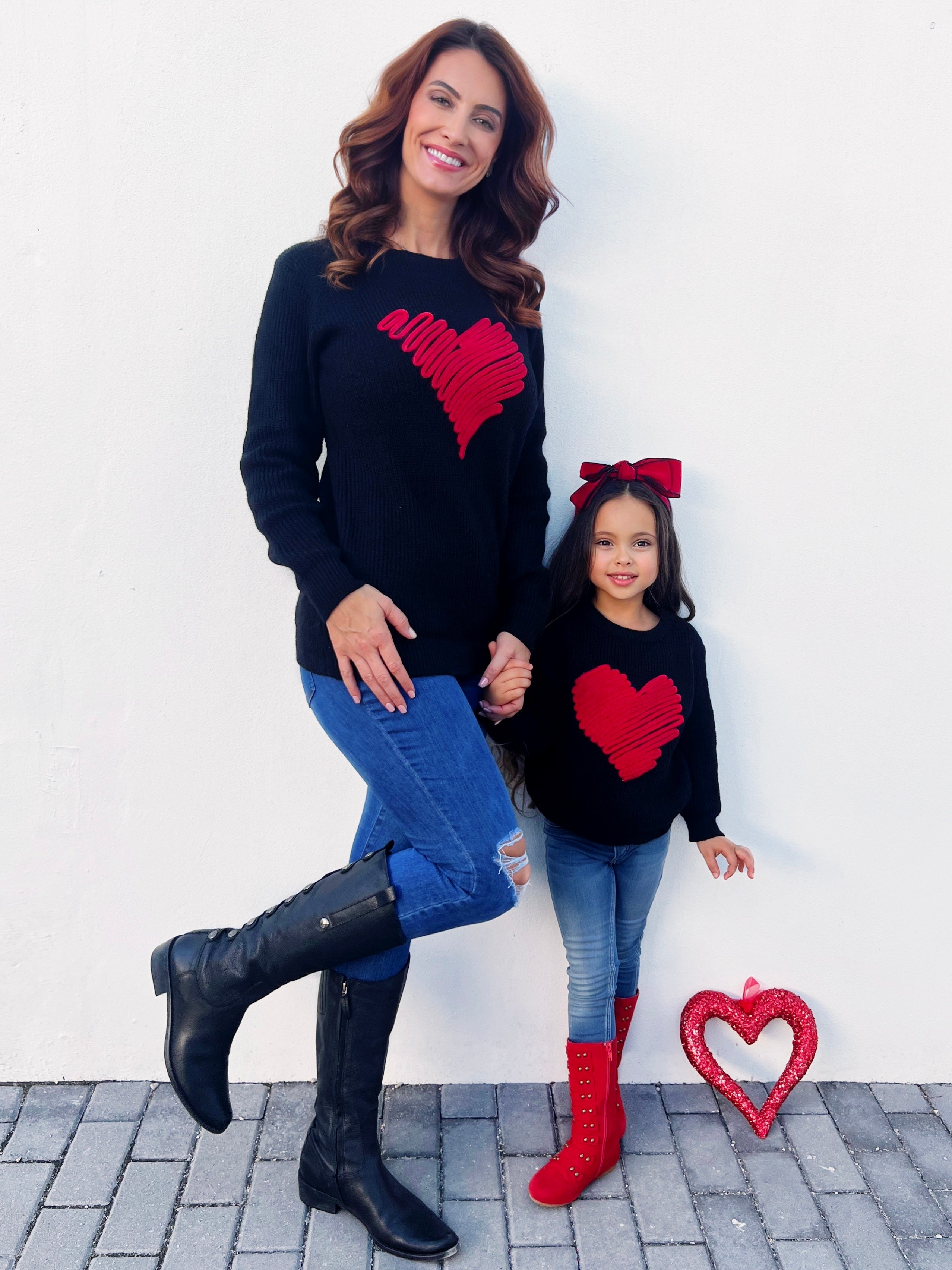 Mommy And Me Love Note Red Heart Sweater