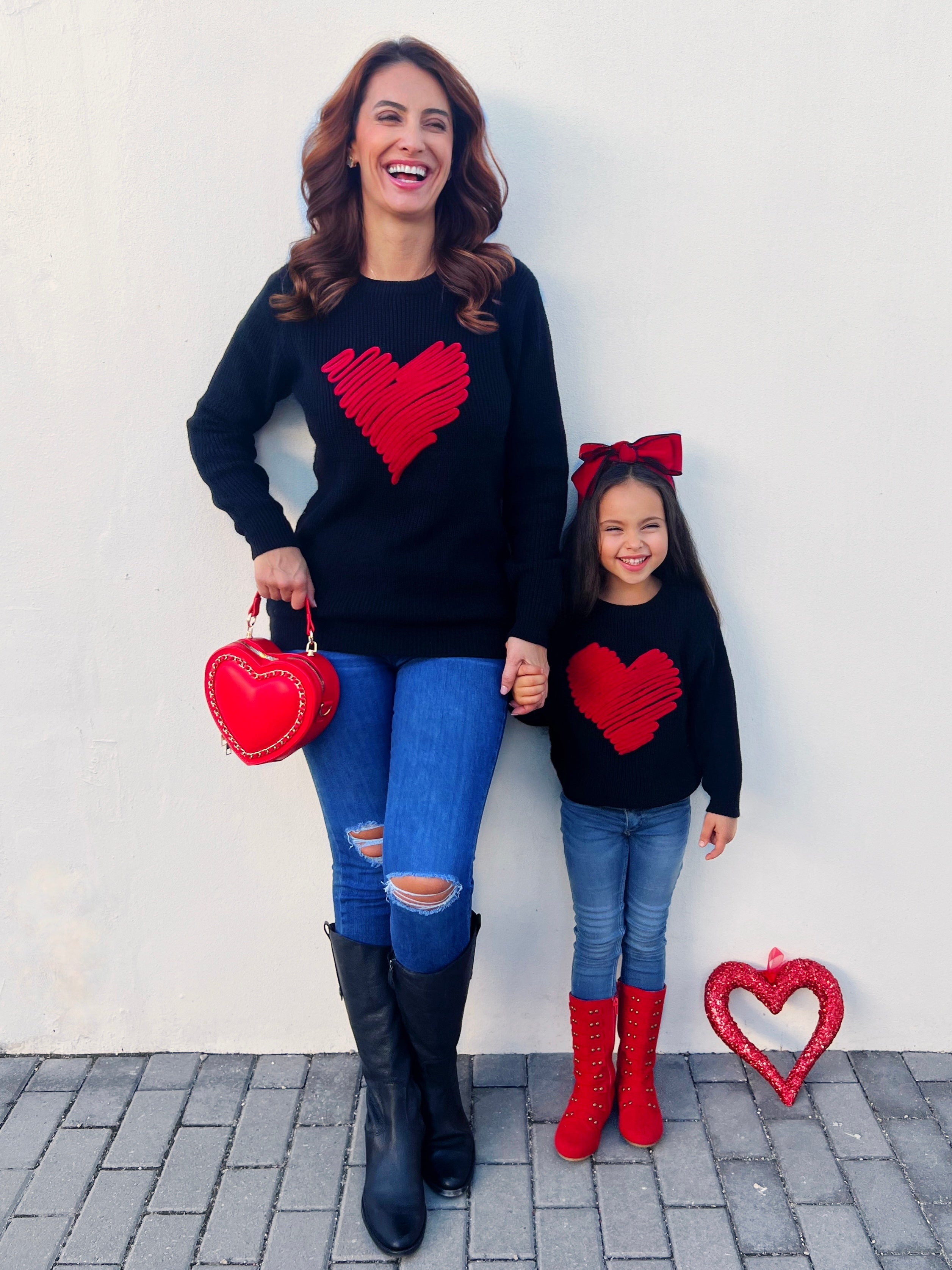 Mommy And Me Love Note Red Heart Sweater