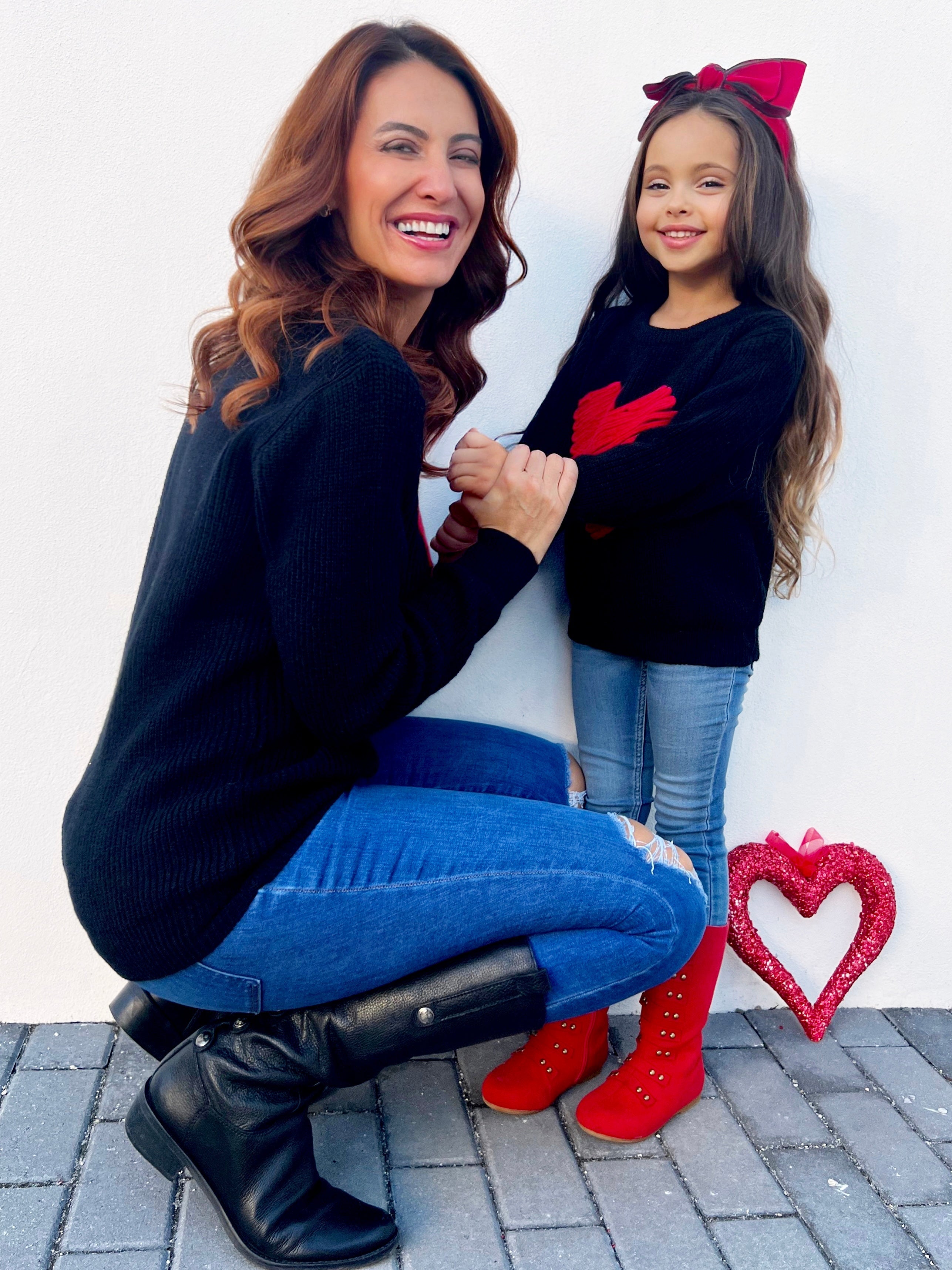 Mommy And Me Love Note Red Heart Sweater