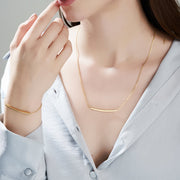 Mysha Personalized Curved Bar Pendant & Bracelet Set