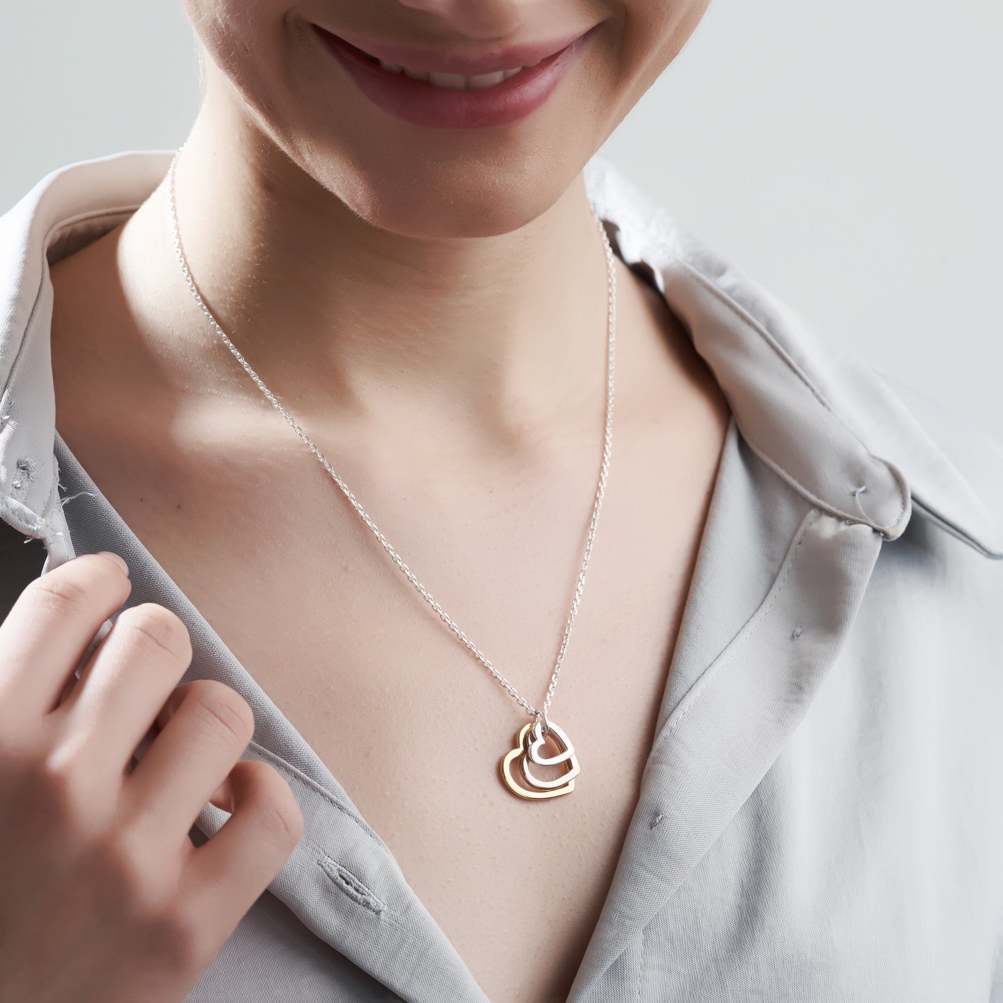 Mysha Love In Bloom Triple Heart Ring Pendant - Mixed Metal