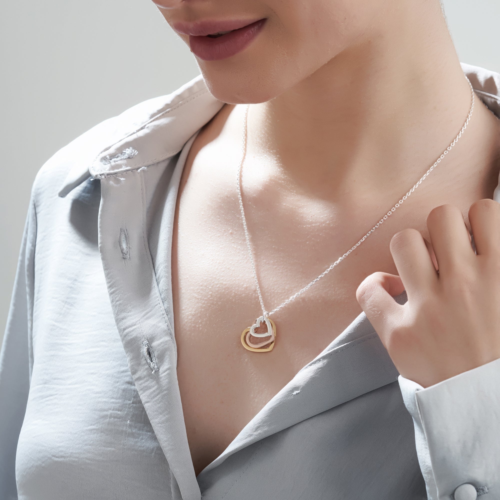 Mysha Love In Bloom Triple Heart Ring Pendant - Mixed Metal