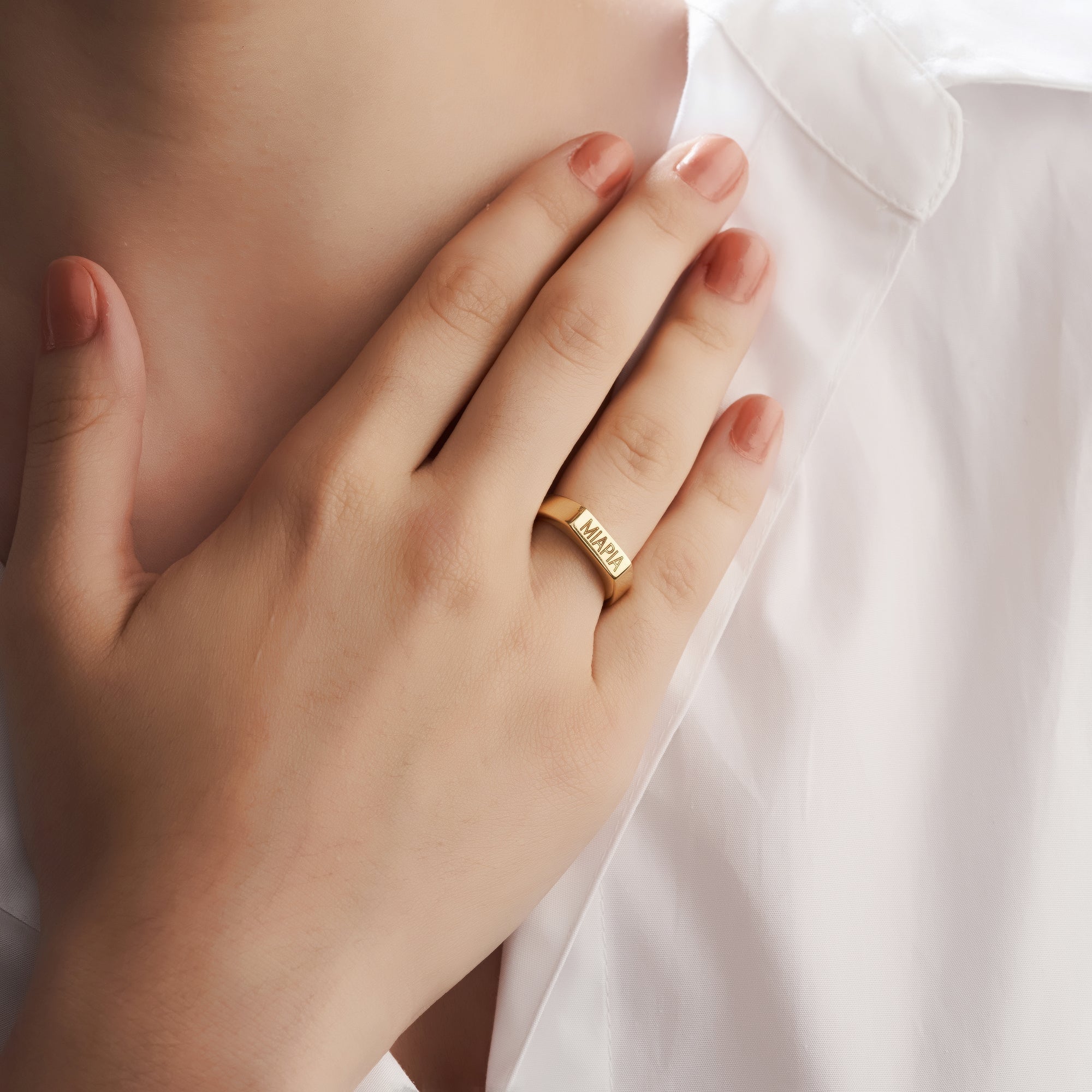 Mysha Gold Plate Classic Engravable Ring